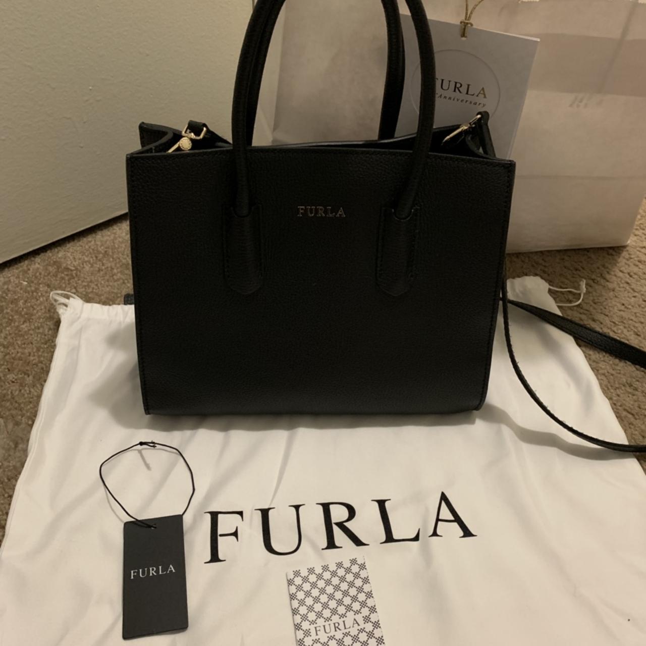 New Furla bag black leather Depop