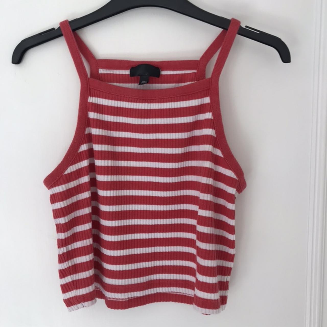 Women's Red and White Croptop Depop
