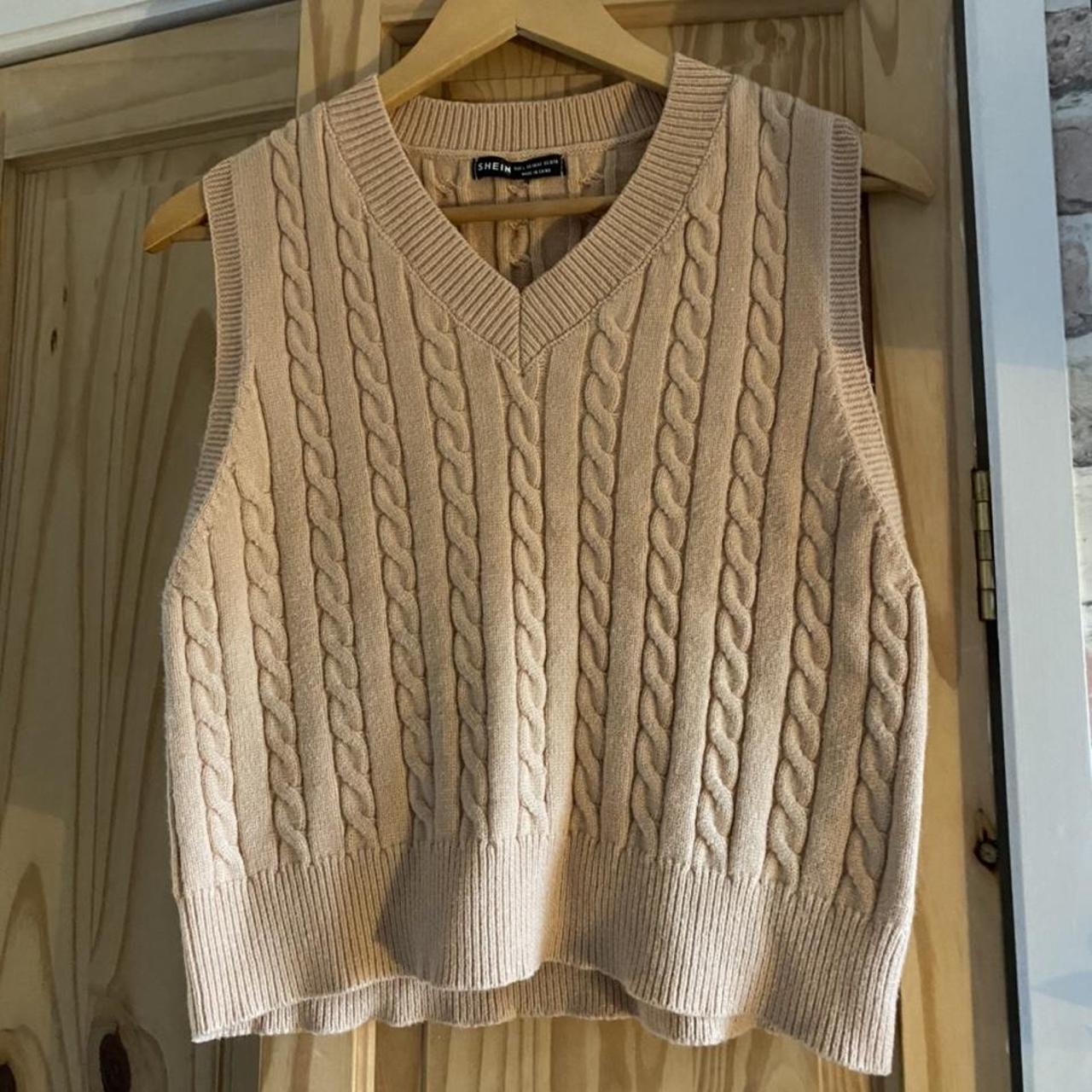 Brown cable knit sweater vest • Shein • Size (L) •... Depop