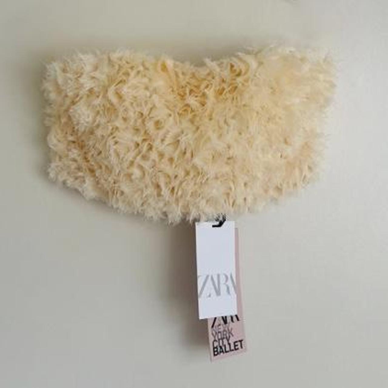 Zara cream limited edition floral crop top (Size S... Depop