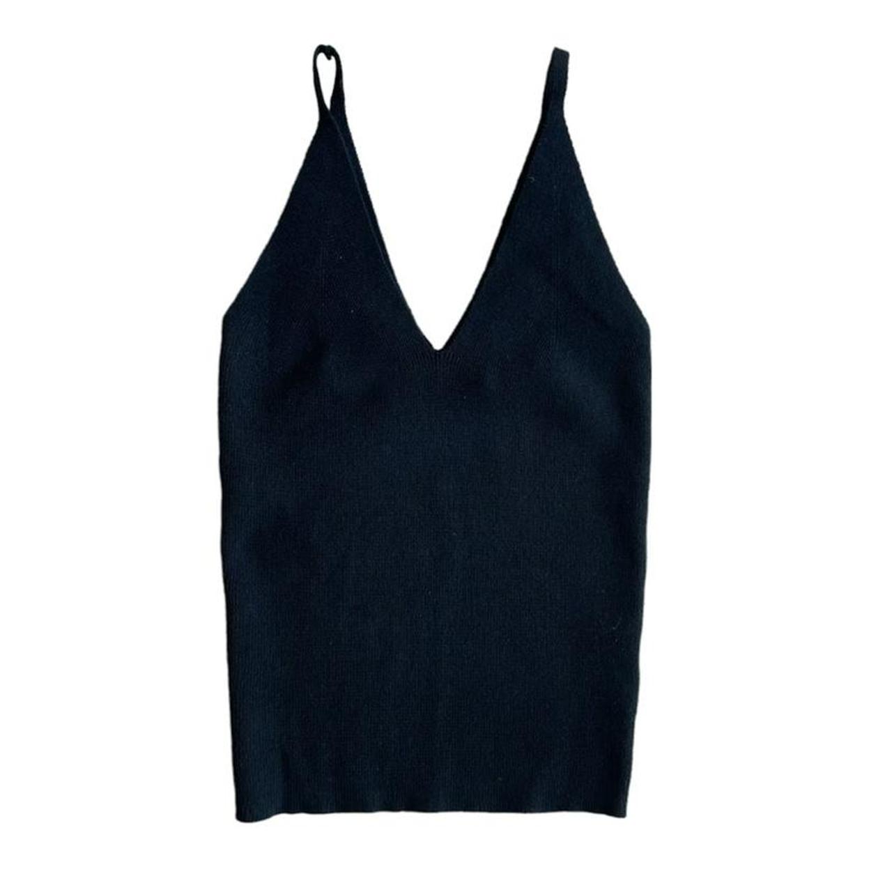 BRAND NEW BLACK KNIT SINGLET. SIZE S. - V neckline... - Depop