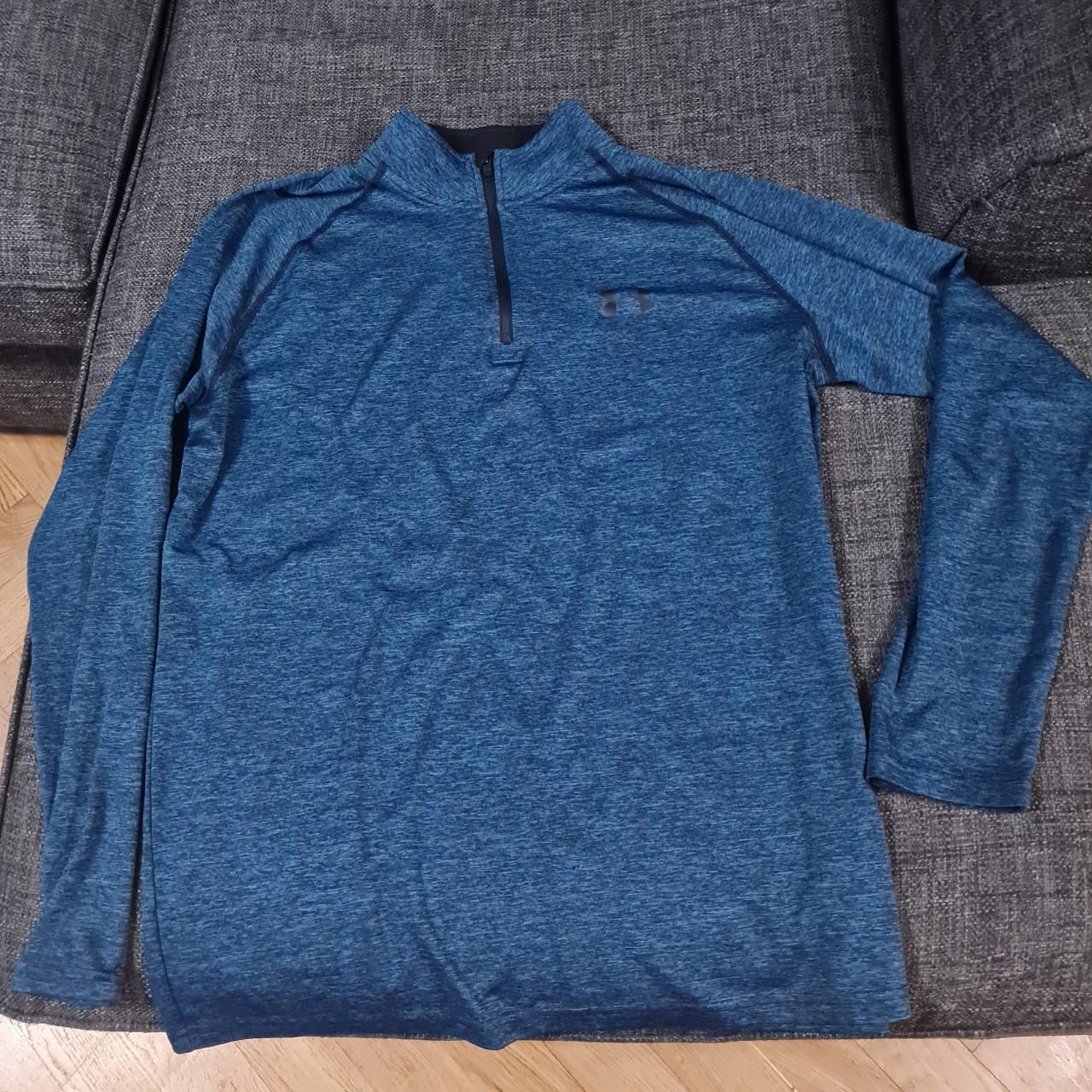 Blue and black Under Armour half zip long sleeve... Depop