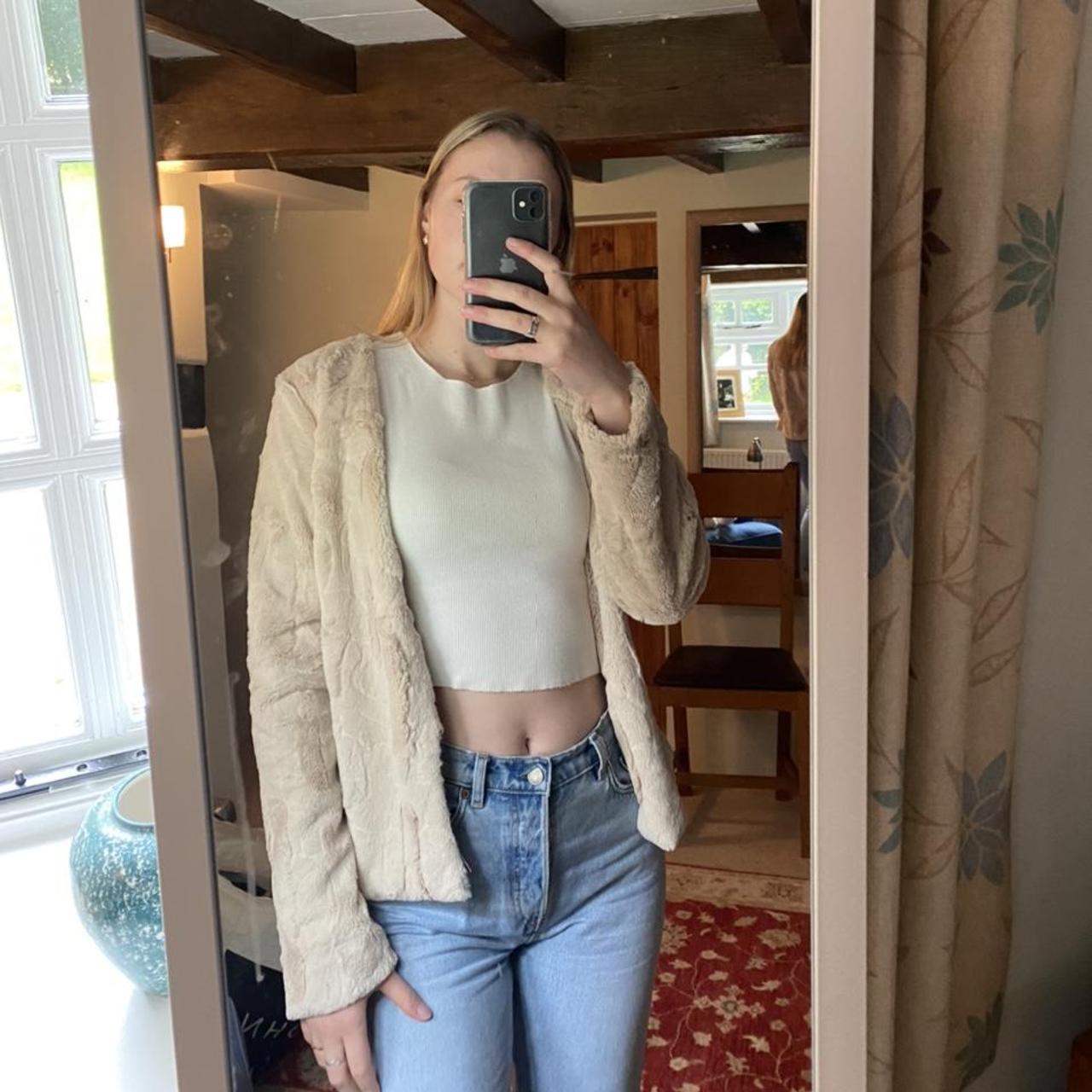 Next Cream Fur Jacket Light faux fur jacket with... Depop