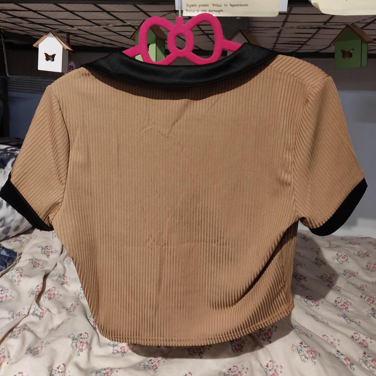 Product Image 2 - Brown ribbed collar t-shirt

-Never worn,