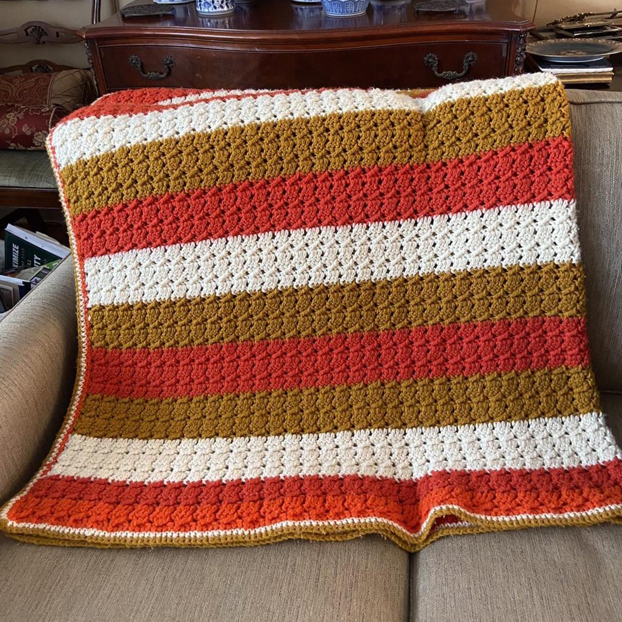 Groovy 70s crochet throw blanket(: Message me with... - Depop