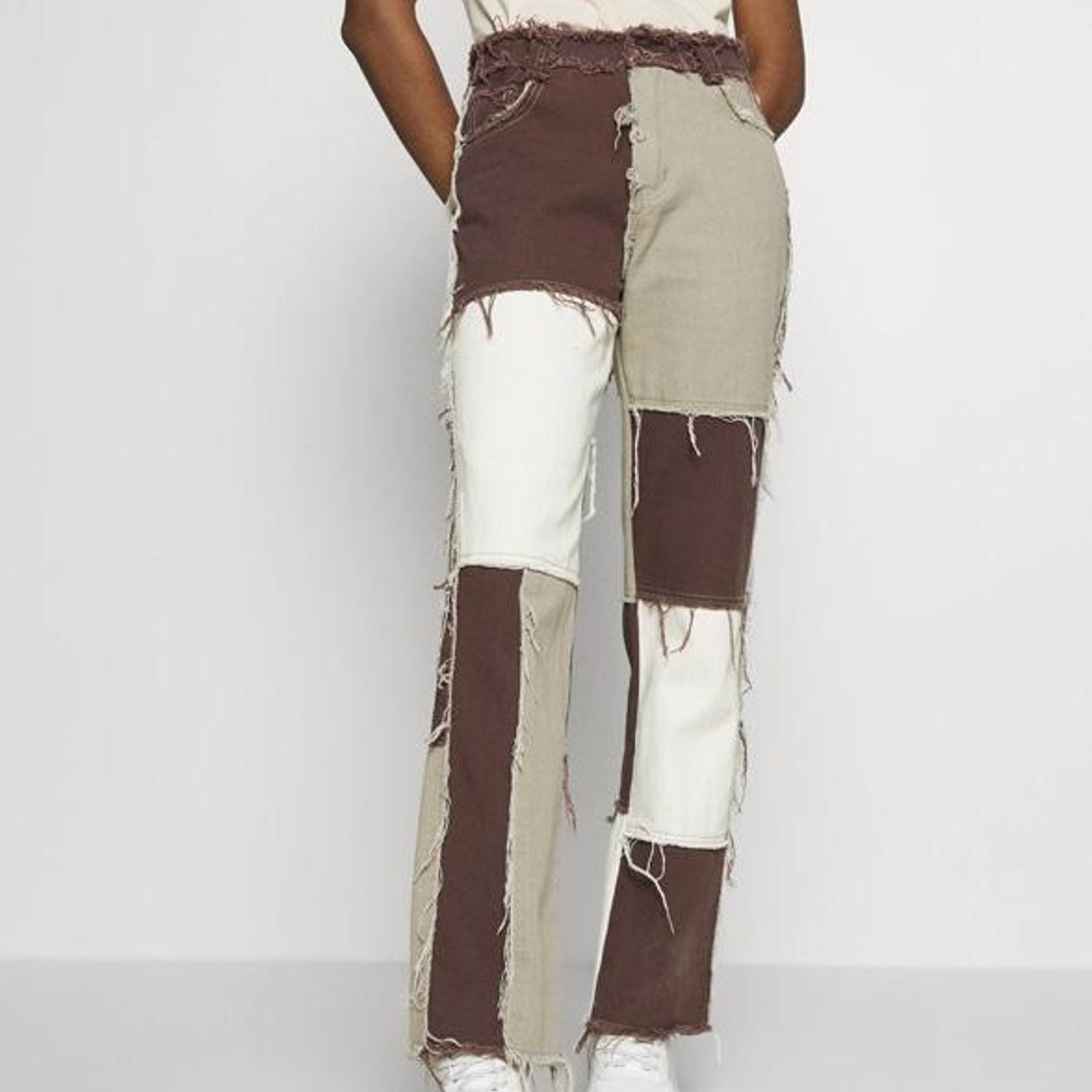 Store jaded london brown patchwork boyfriend jeans