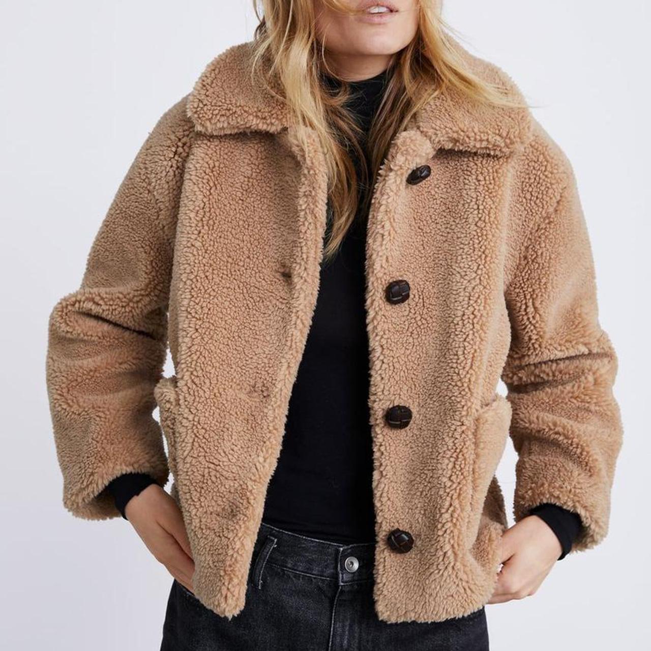 camel teddy coat zara