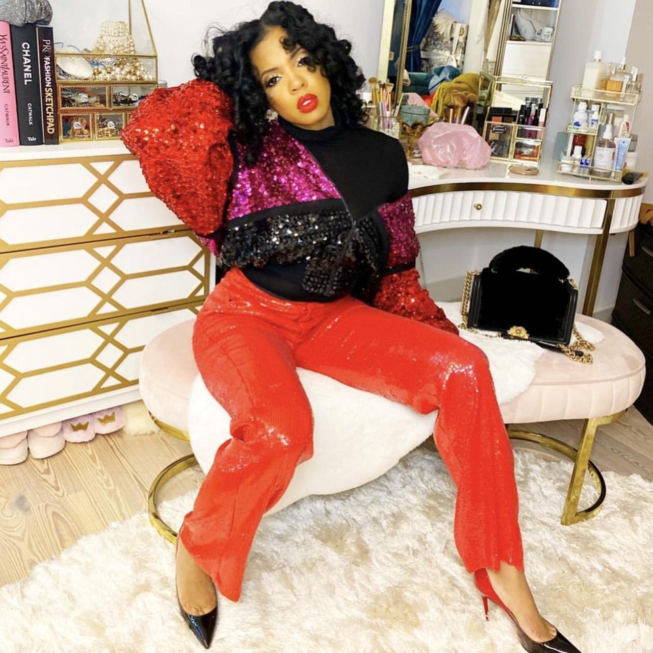 Red Sequin Pants Depop