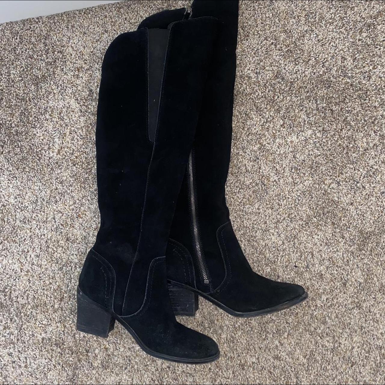 Crown Vintage Uptown Black Suede Over the Knee Boots