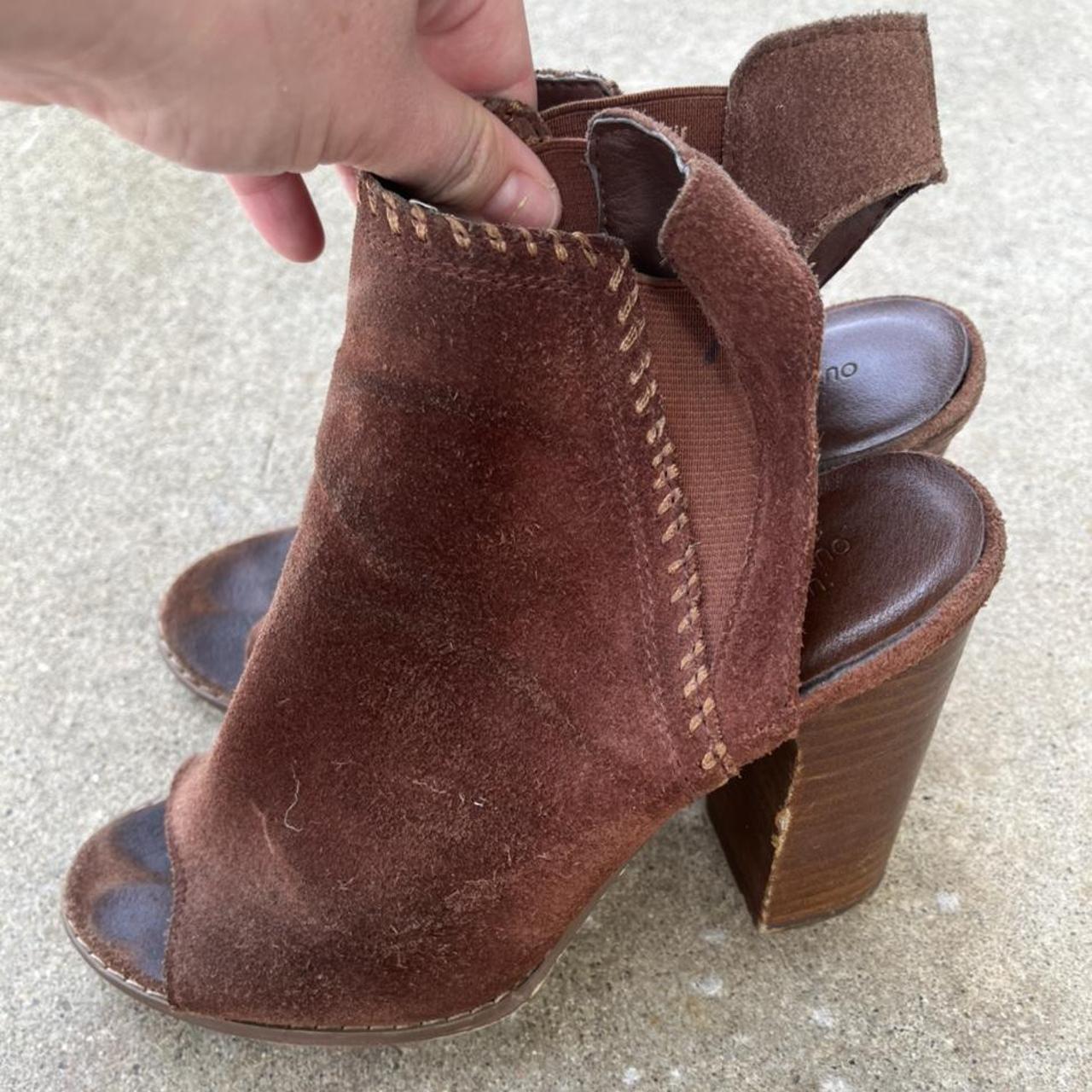 Dark brown peep toe booties hotsell