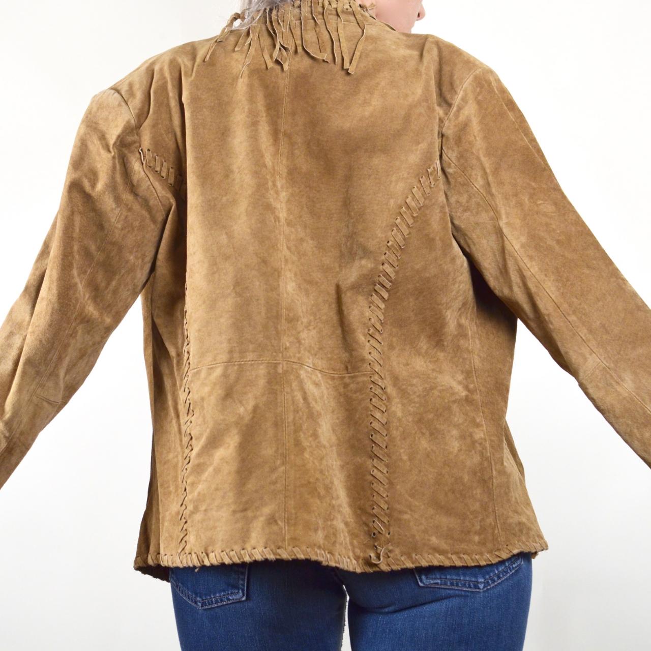 light brown suede fringe 70s style jacket by the... Depop