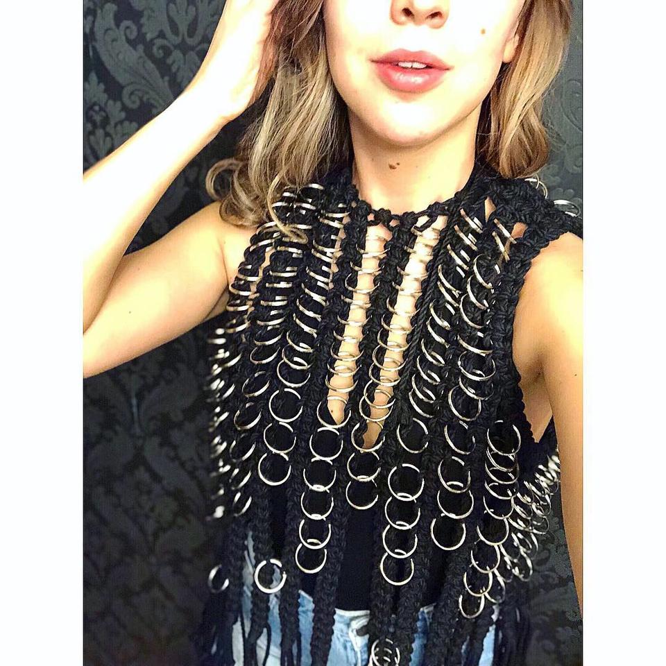 • The Lena XO top! • Black macrame top with ring... - Depop