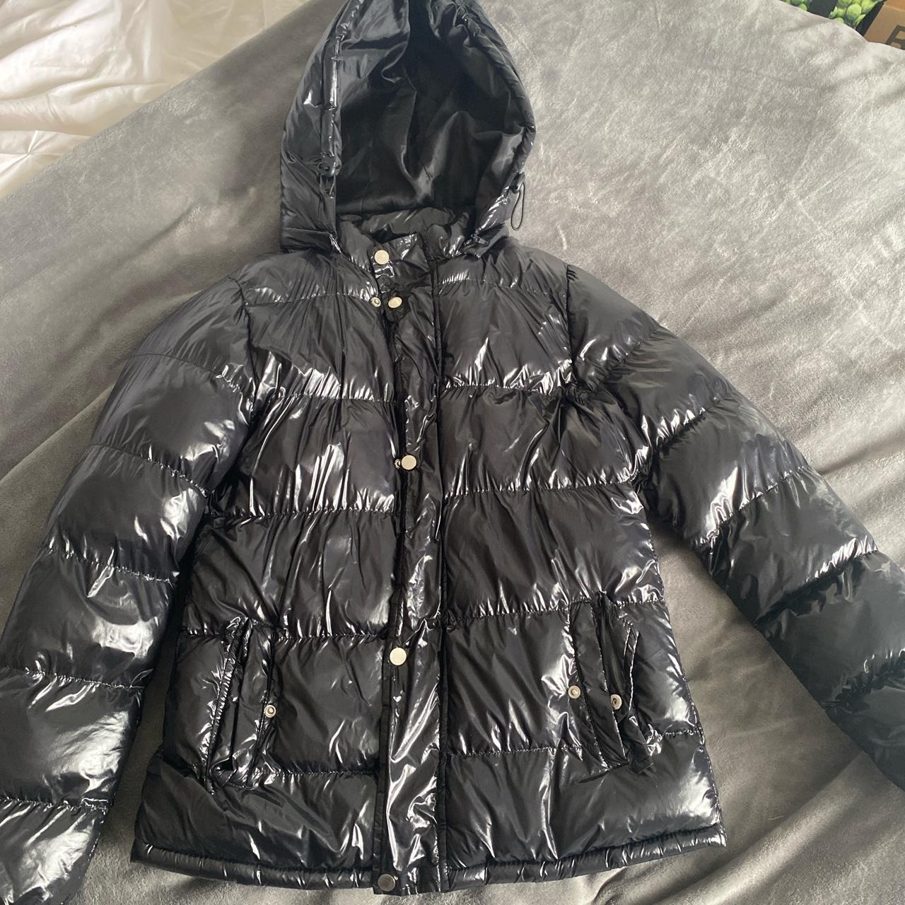 Wet look puffer jacket / Vinyl puffer coat 💳 Bought... - Depop