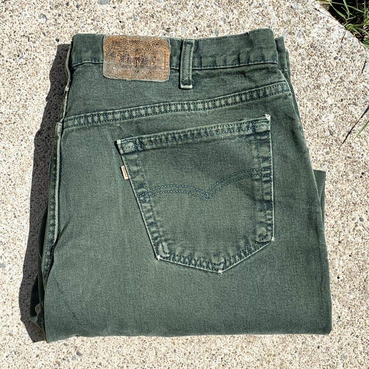 Vintage 90’s Levis USA Loose Fit Green Jeans Orange... Depop