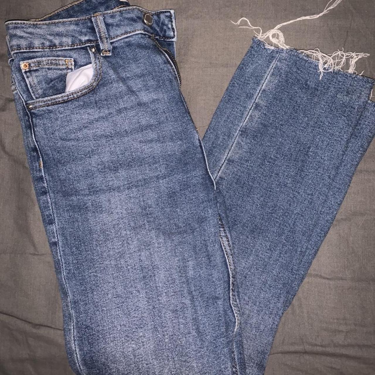 Primark denim straight leg jeans with raw... - Depop