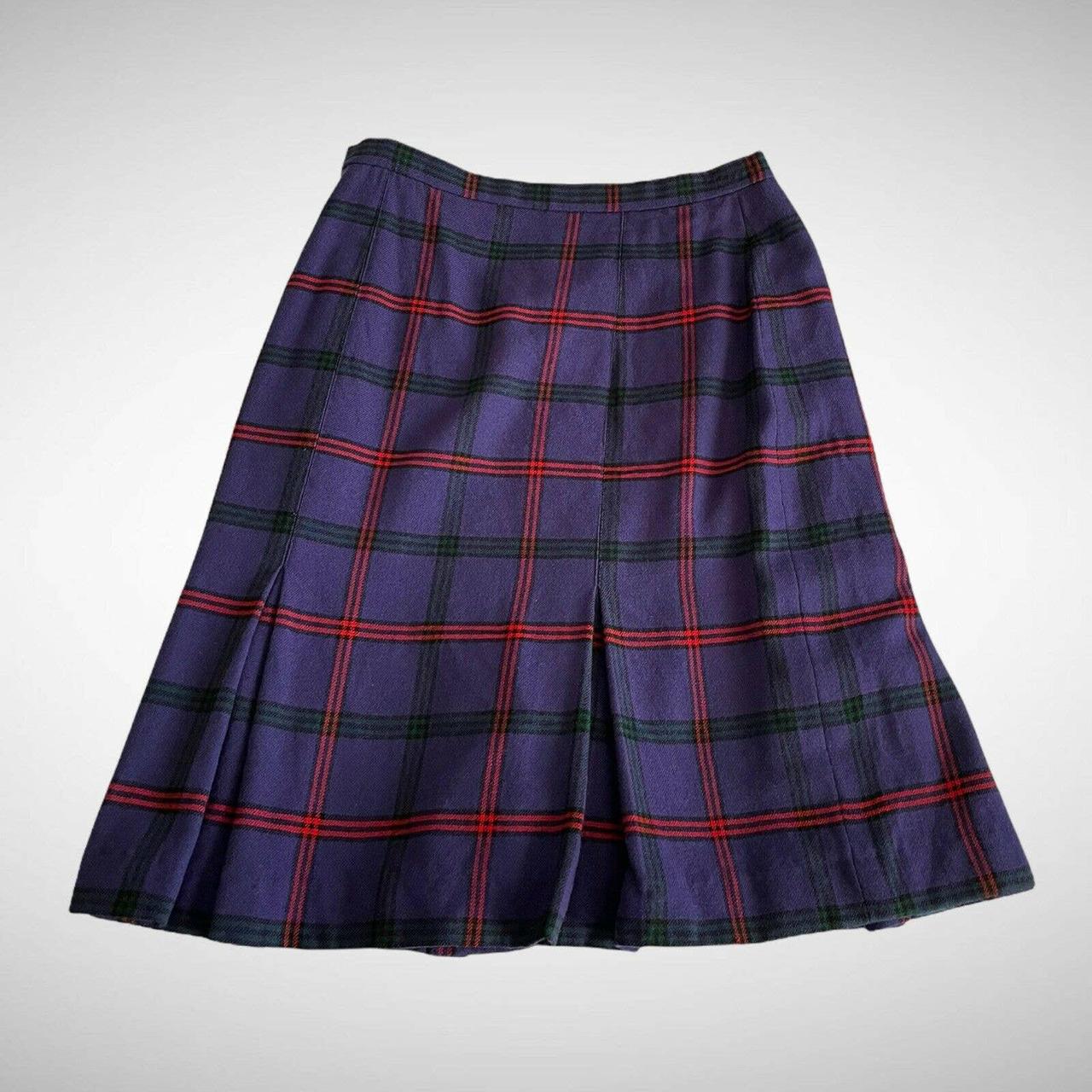 Vintage plaid purple pleated skirt - most likely... - Depop