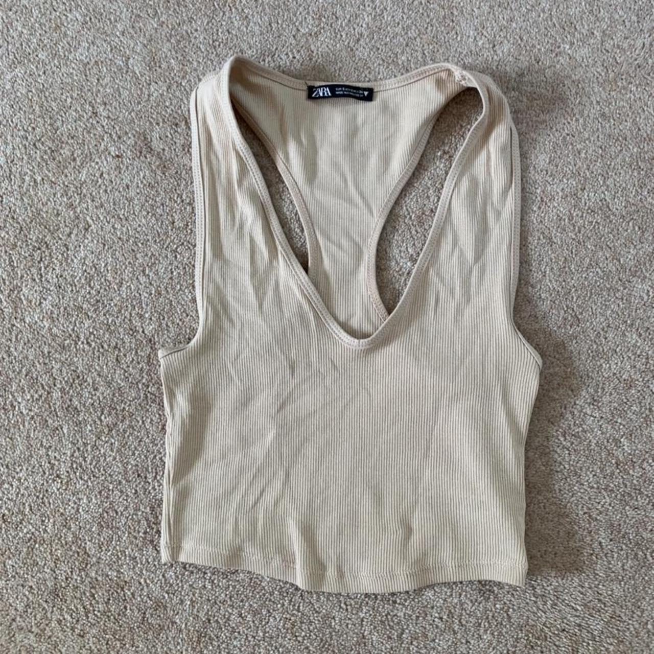 Zara beige crop tank top worn a couple of... Depop