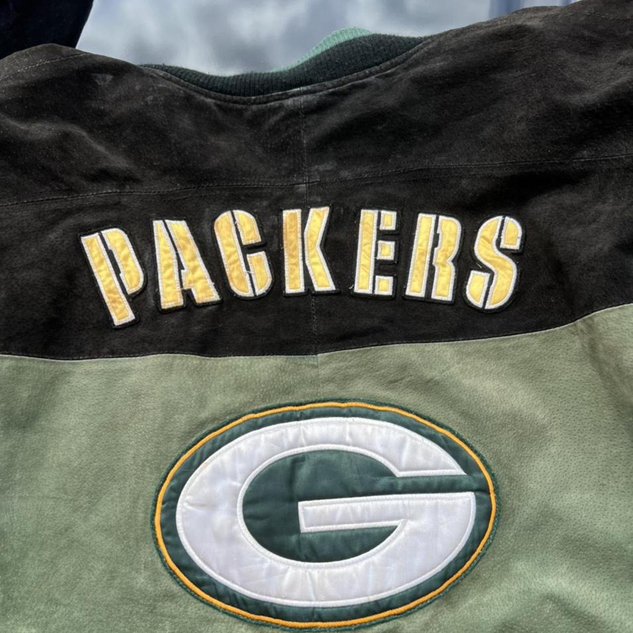 Vintage NFL Green Bay Packers Leather Jacket Size - Depop