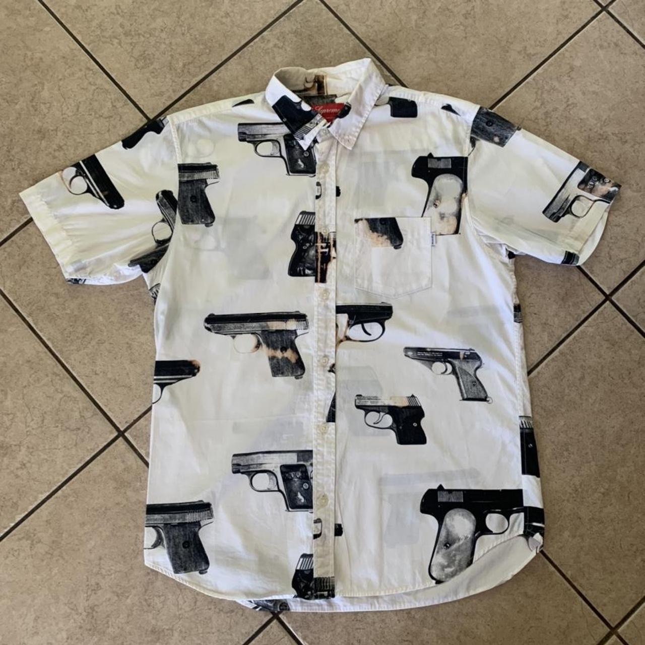 Supreme “Guns” Button Up Short Sleeve Shirt from S/S...