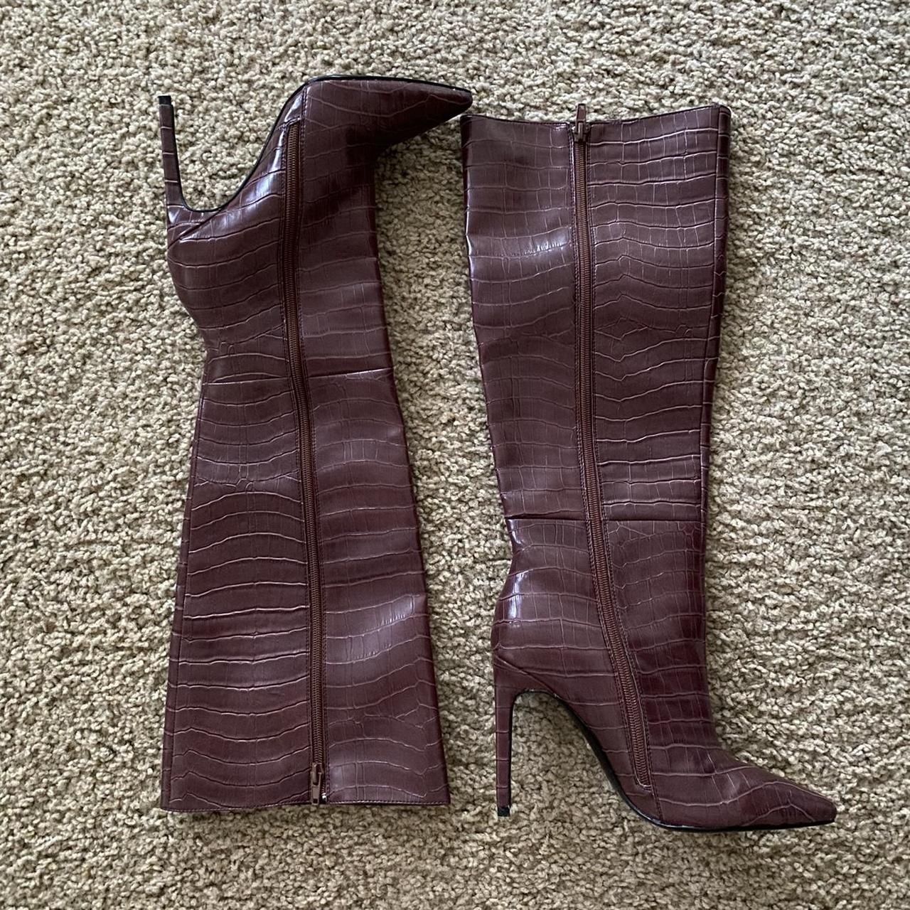Reformation Women's Brown and Burgundy Boots | Depop