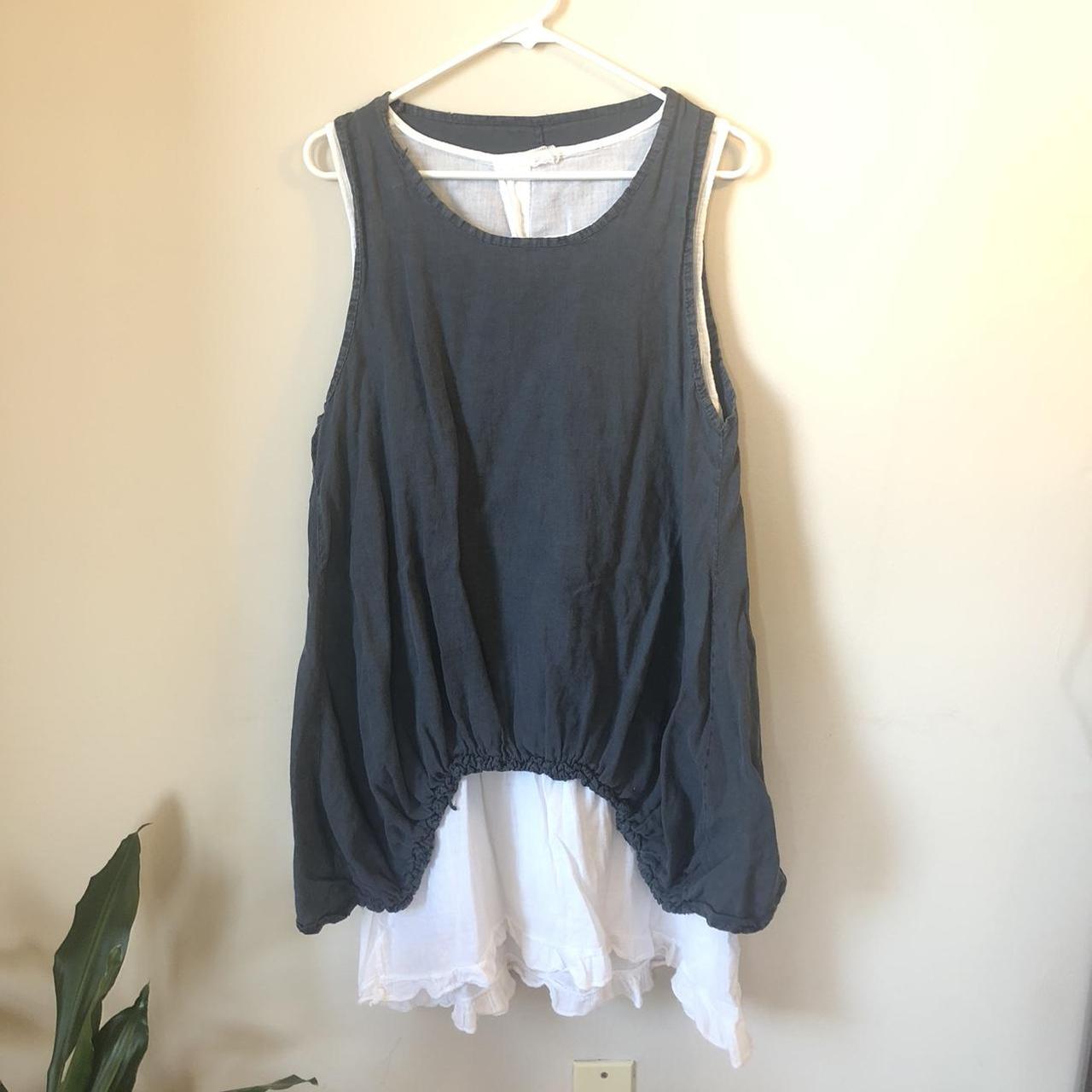 White and Navy Blue Dress - Depop