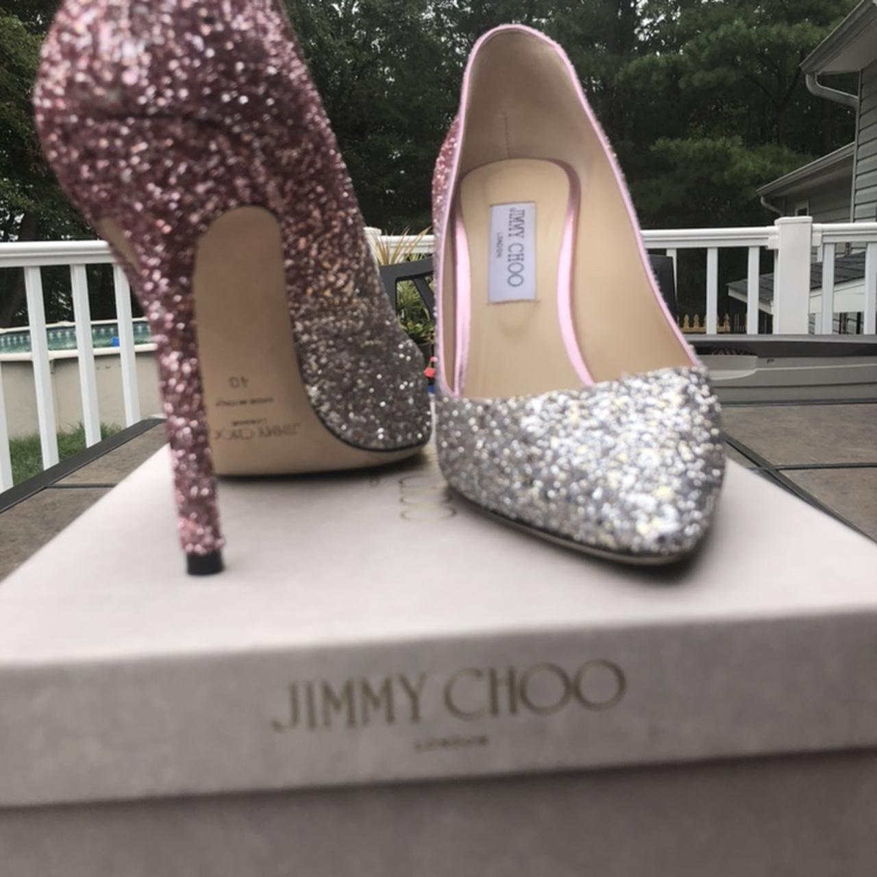 JIMMY CHOO ROMY 100 Platinum and Flamingo Ice | Depop