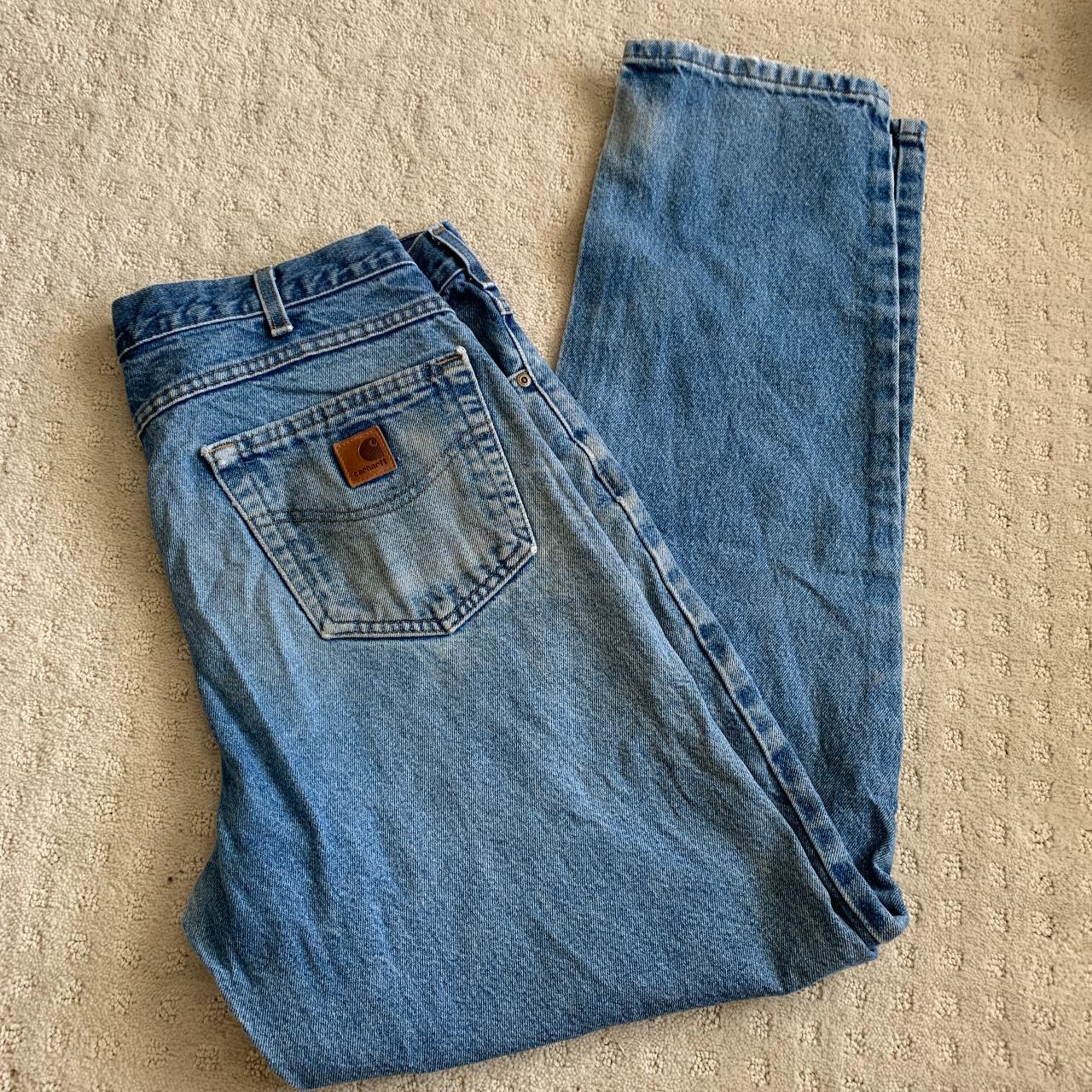Carhartt straight leg 100% cotton blue denim jeans. - Depop