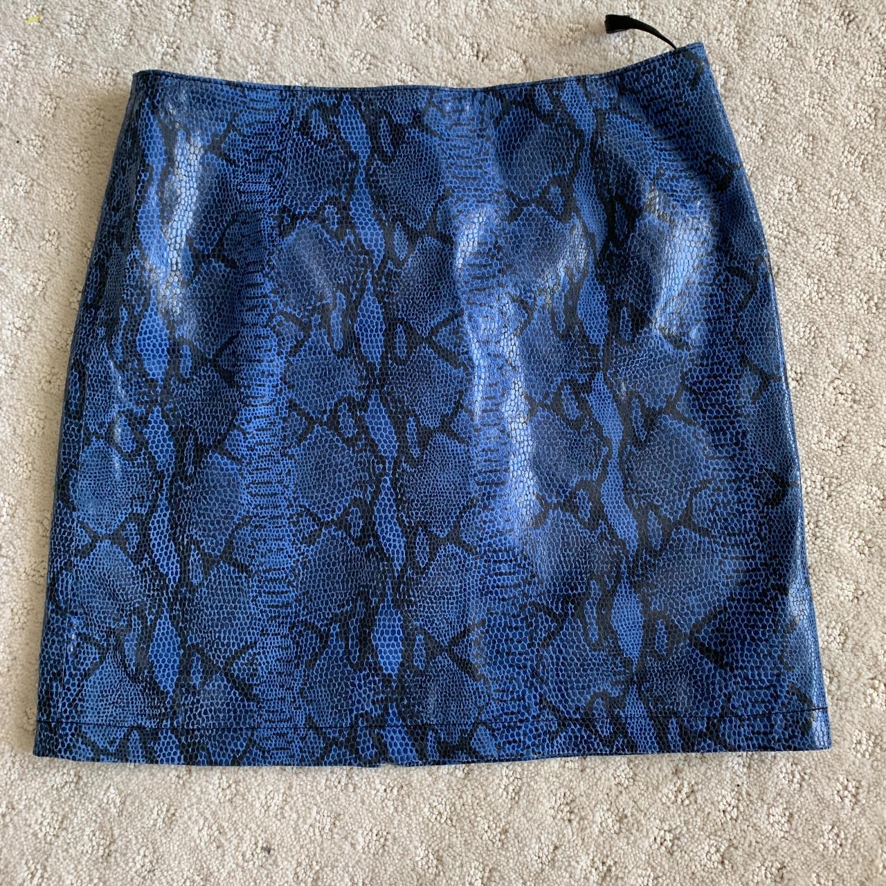 Blue And Black Snake Skin Design Real Leather Mini Depop