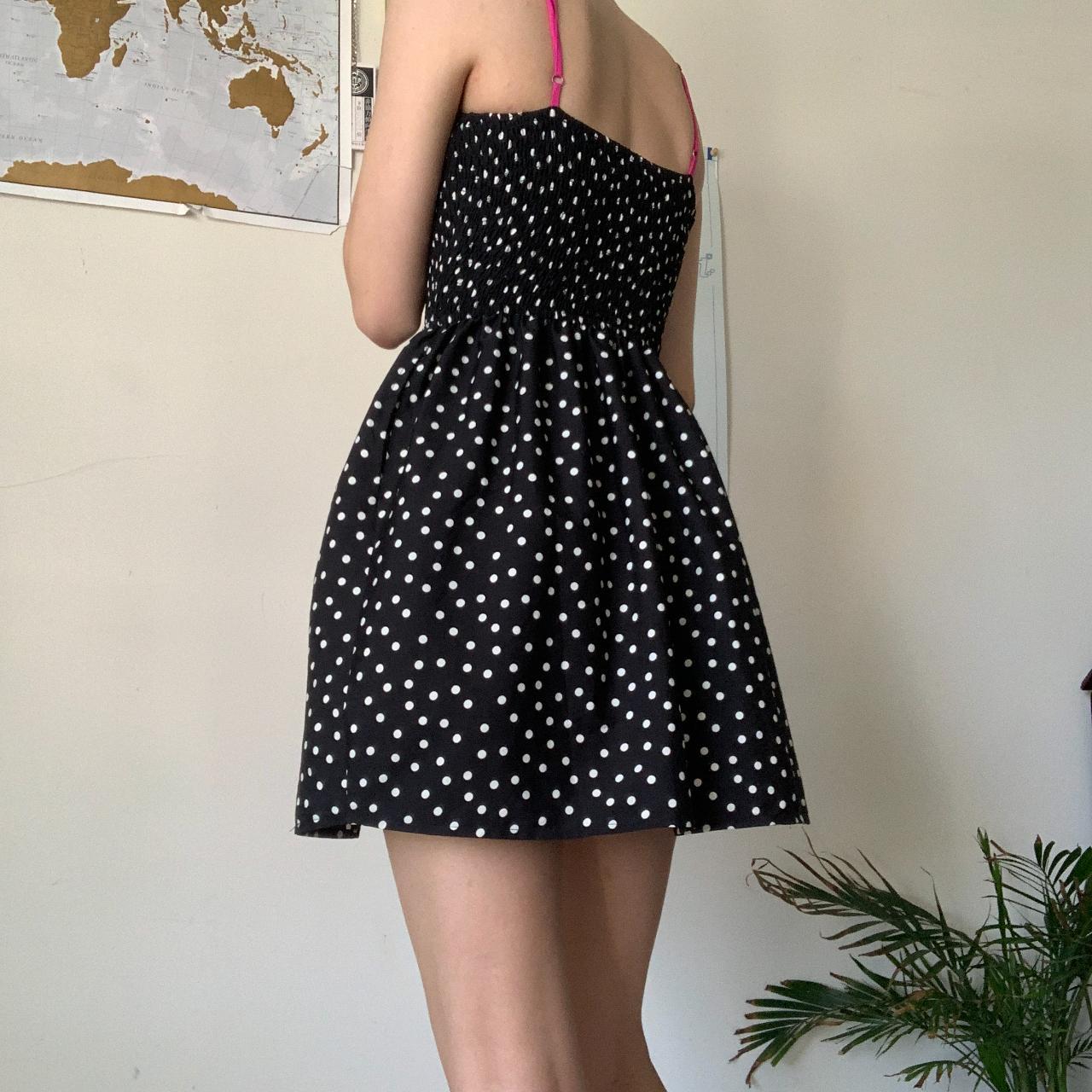 Black With White Polka Dots Dress With Pink Straps Depop