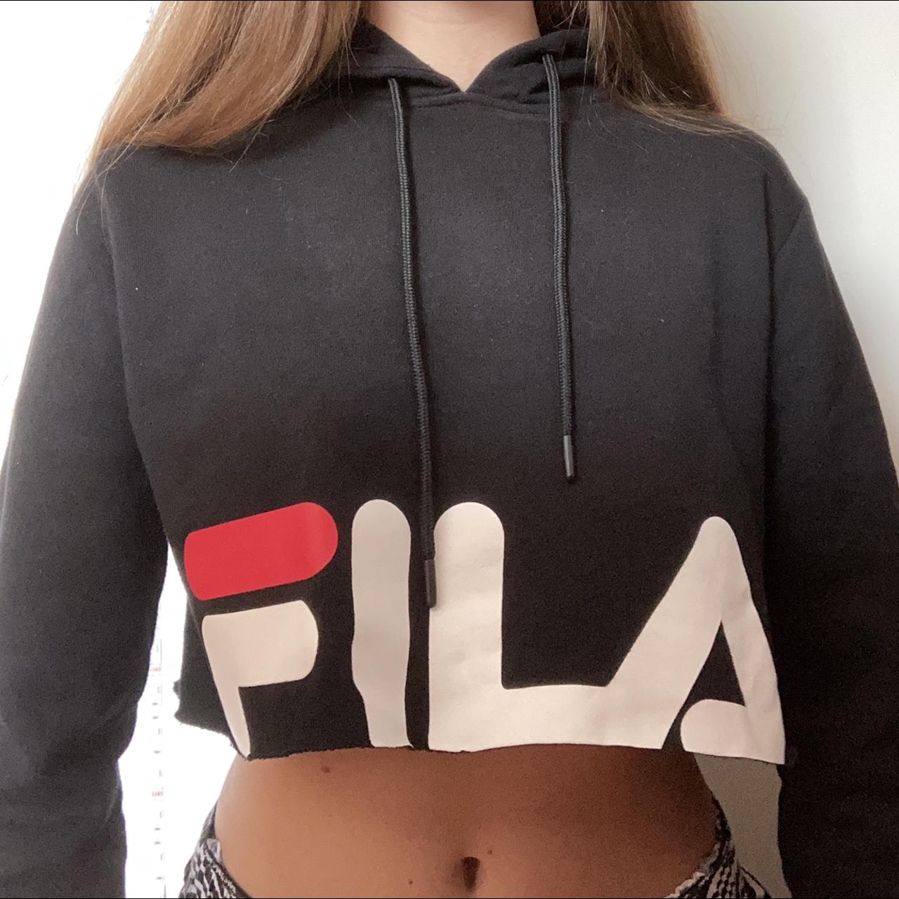 Coolest fila cropped hoodie. Worn very rarely and in... - Depop