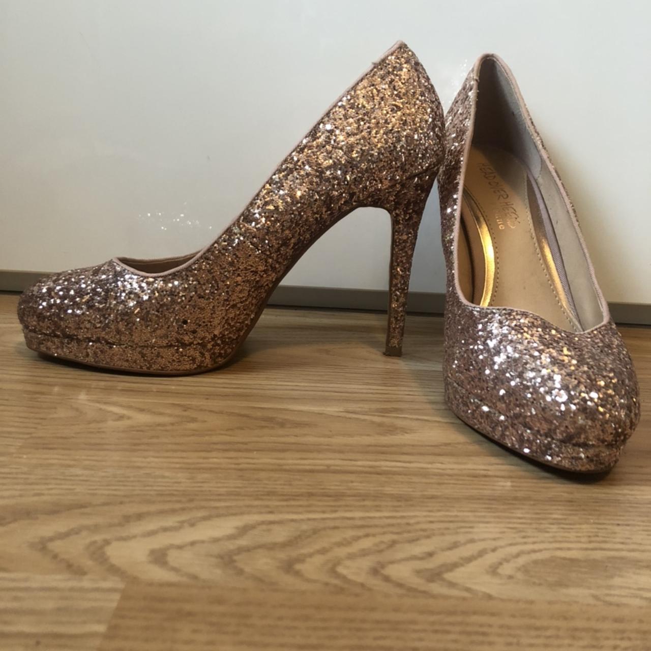 Rose gold heels clearance glitter