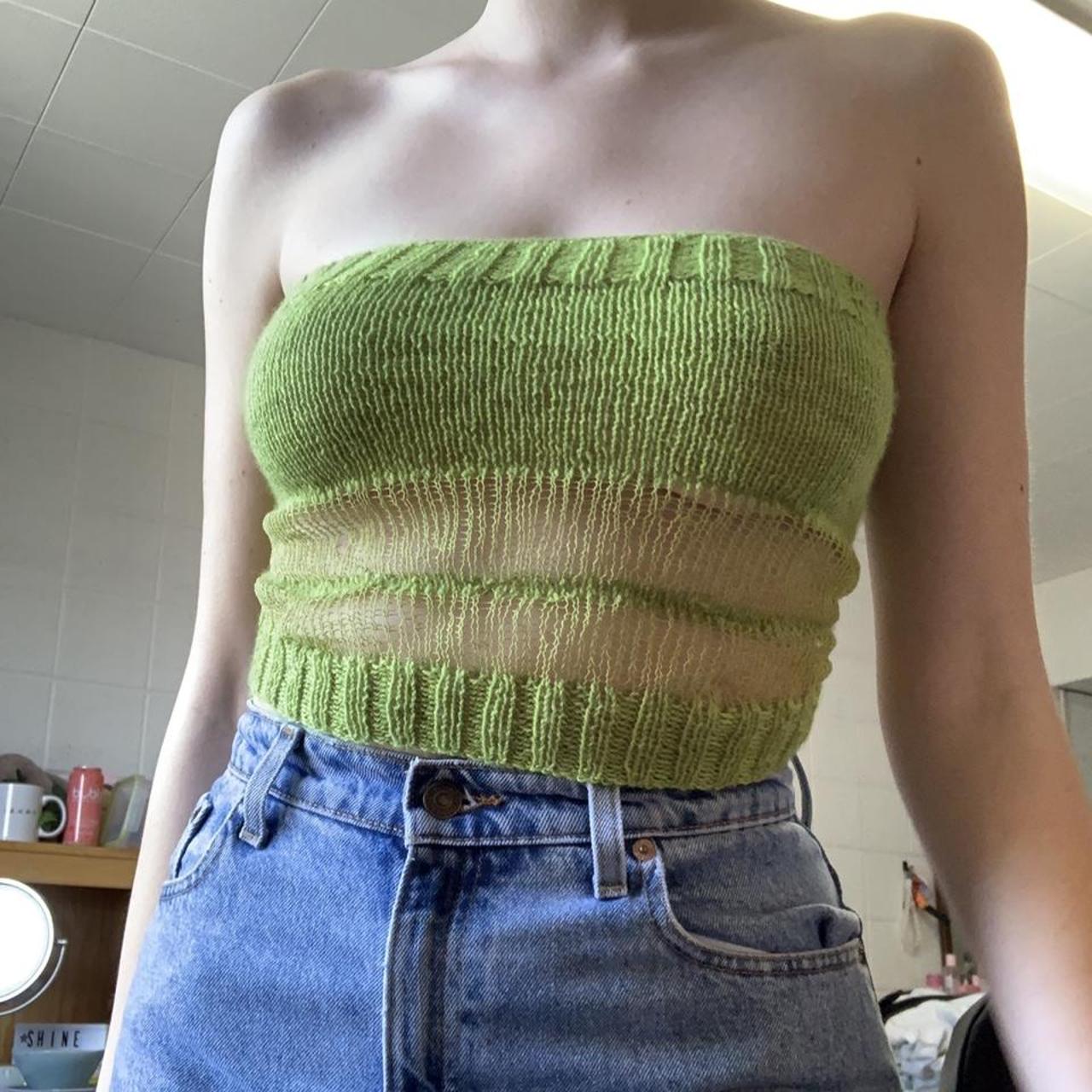 Knitted Tube Top Handmade by me with 100% acrylic - Depop