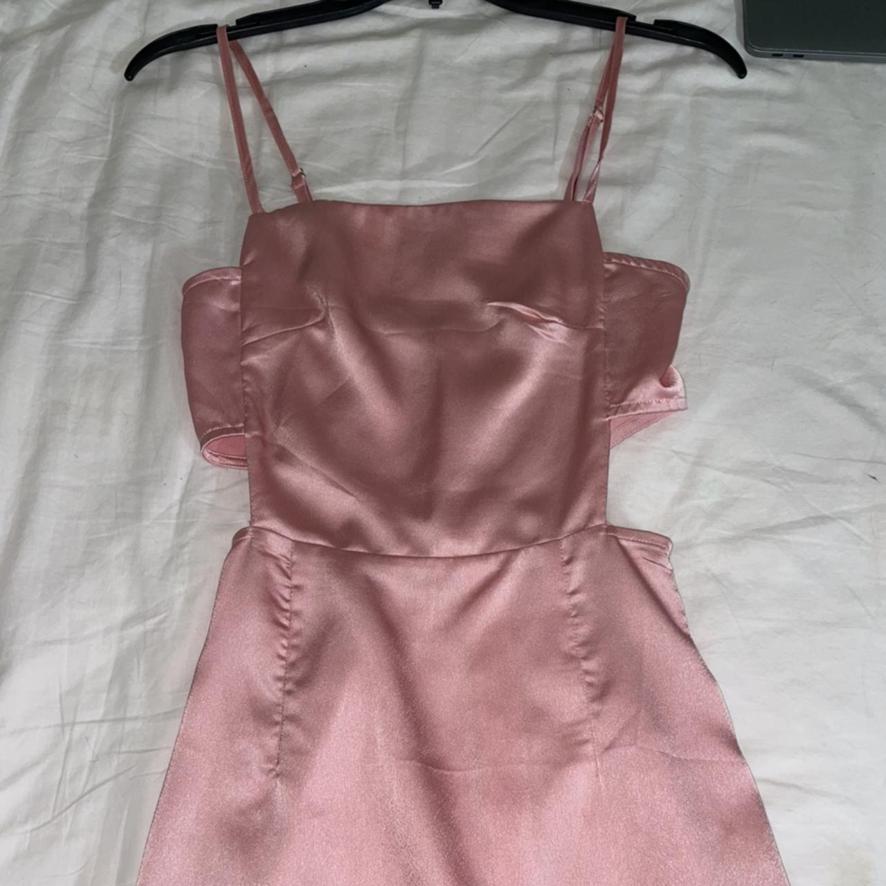 Rose satin cut outlet out side bodycon dress