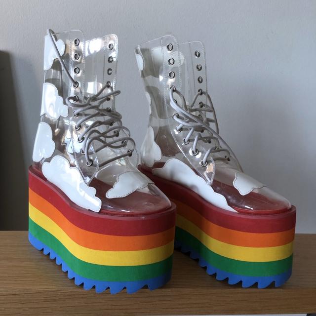 Clear rainbow platform boots best sale