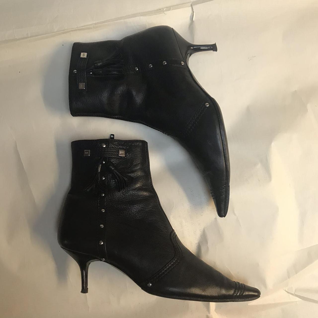 Sonia Rykiel Vintage Paris Black Leather Pointed... - Depop