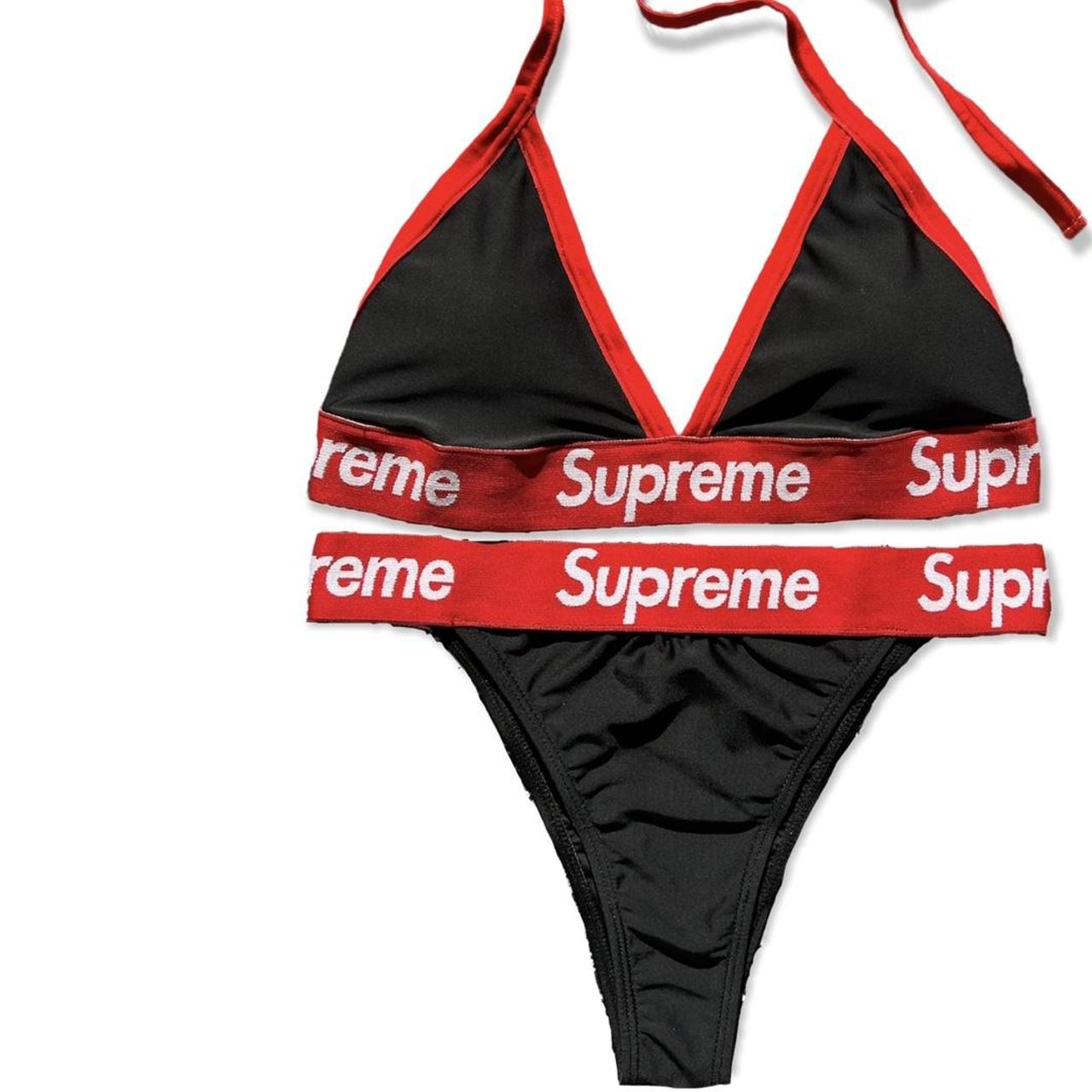 Supreme Reworked Black Thong, Supreme Underwear, Supreme Pants