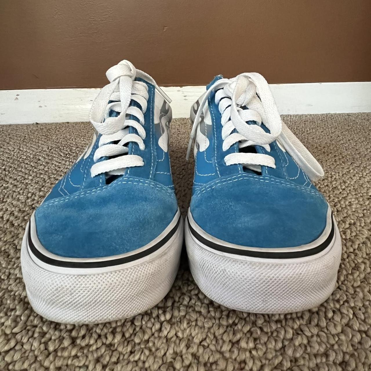 Super dope blue/silver old skool vans⛈💙💎 FREE... - Depop