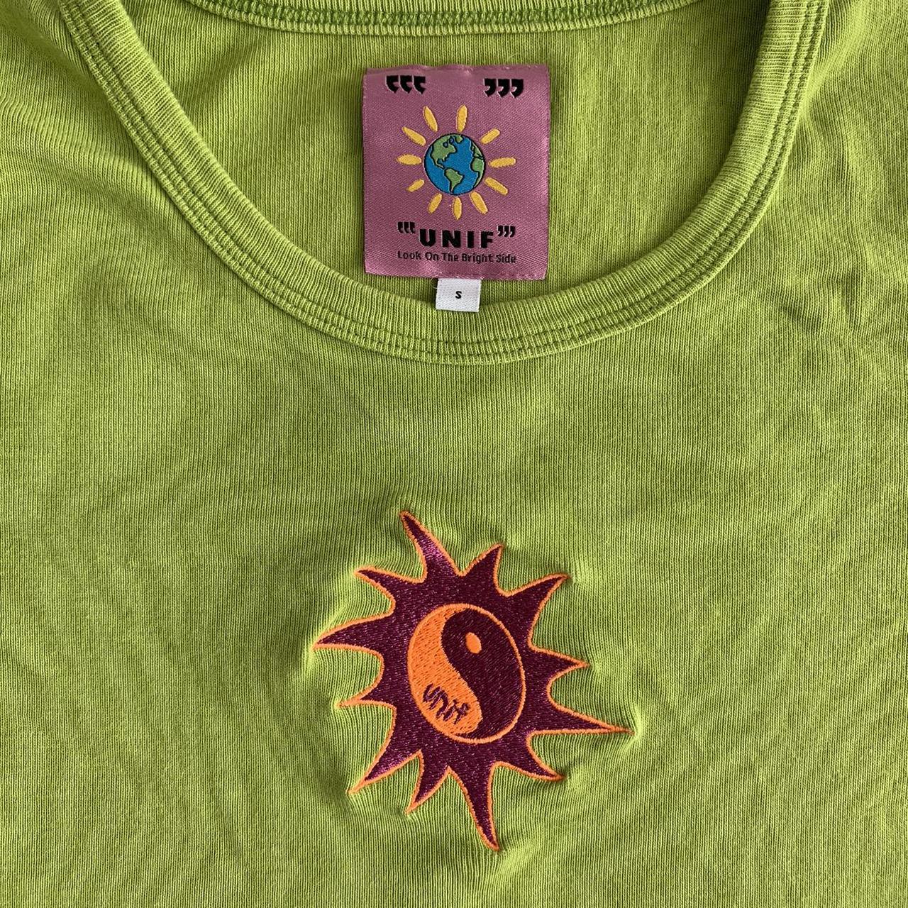 UNIF Women's Green and Orange T-shirt (2)