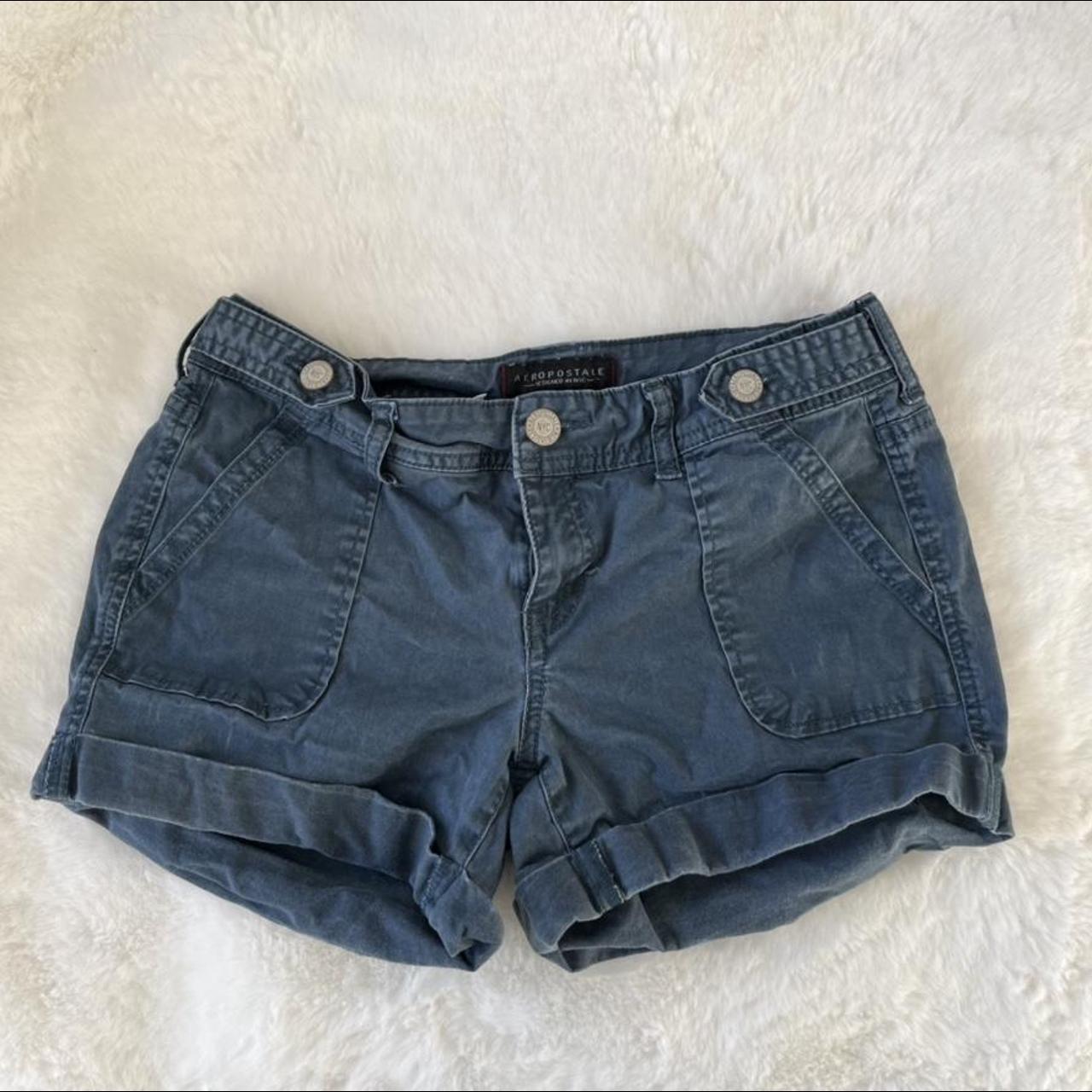 Aeropostale Women's Blue and Navy Shorts | Depop