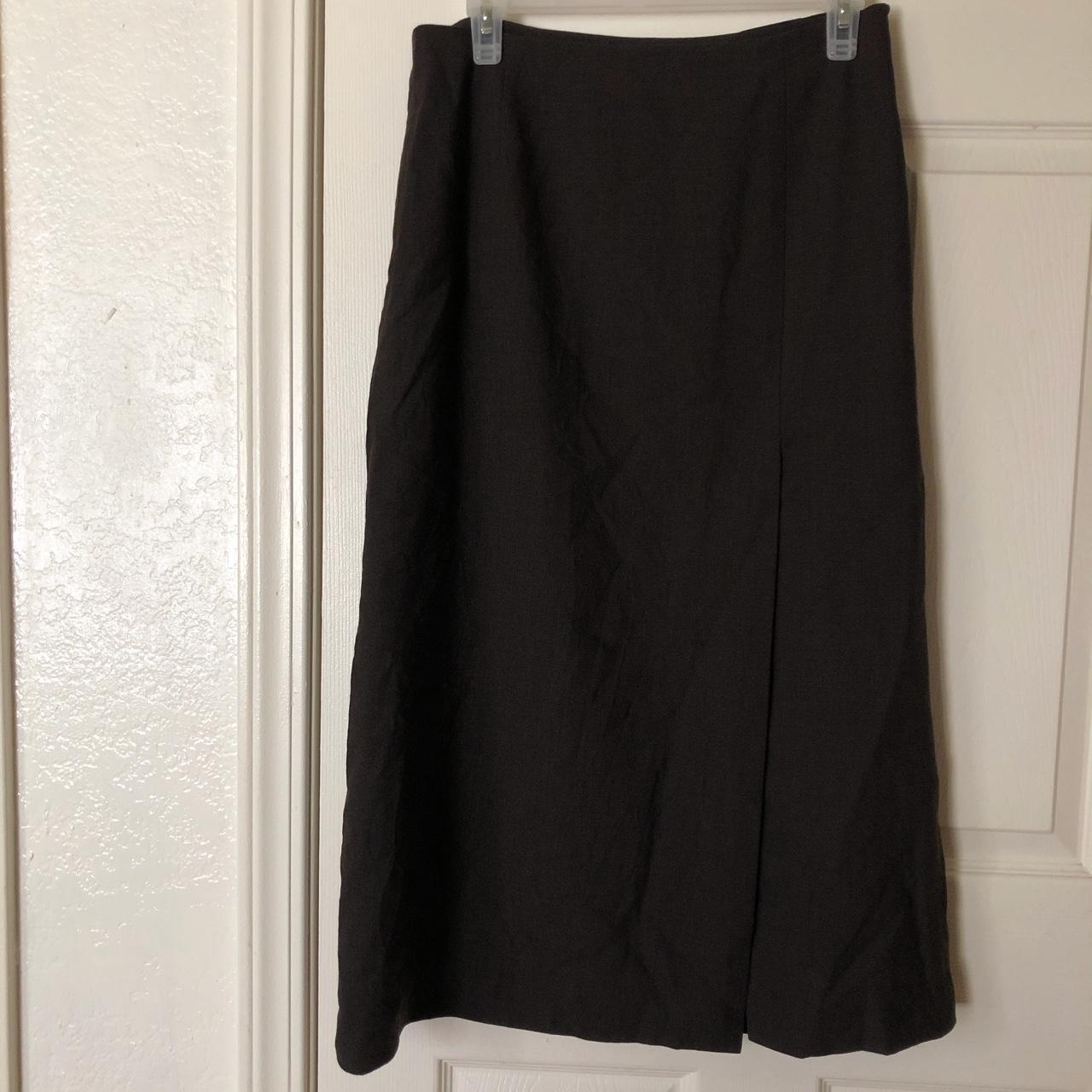 Midi wool skirt with a small slit Size: 8/Medium A... - Depop