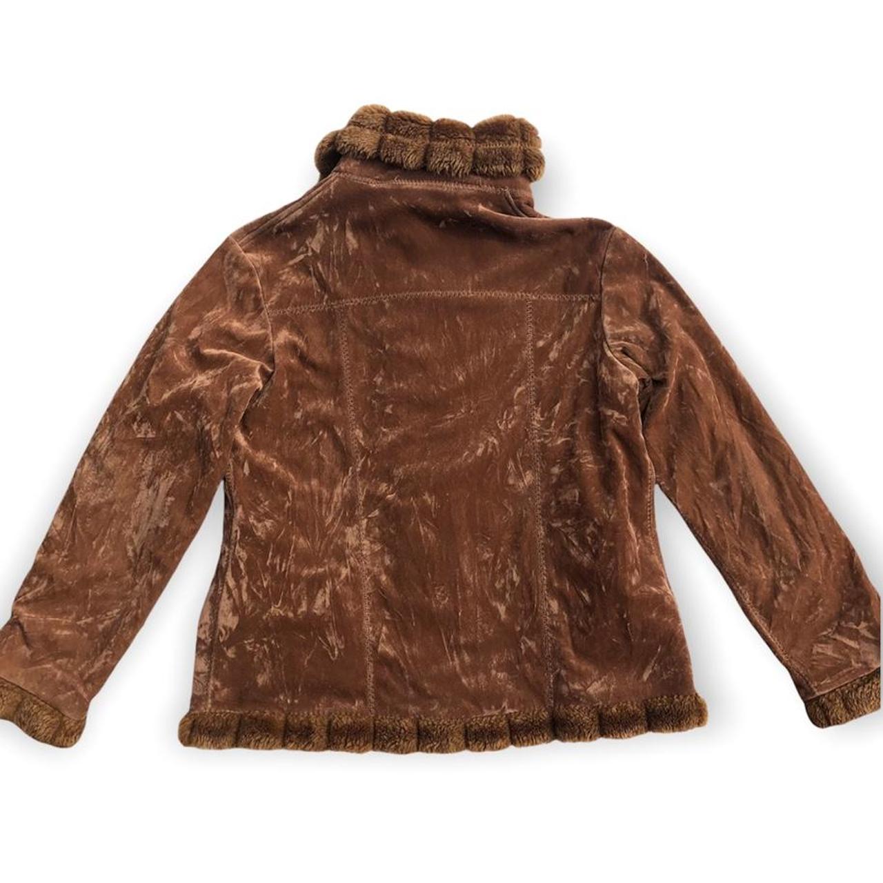 brown fuzzy zip up jacket