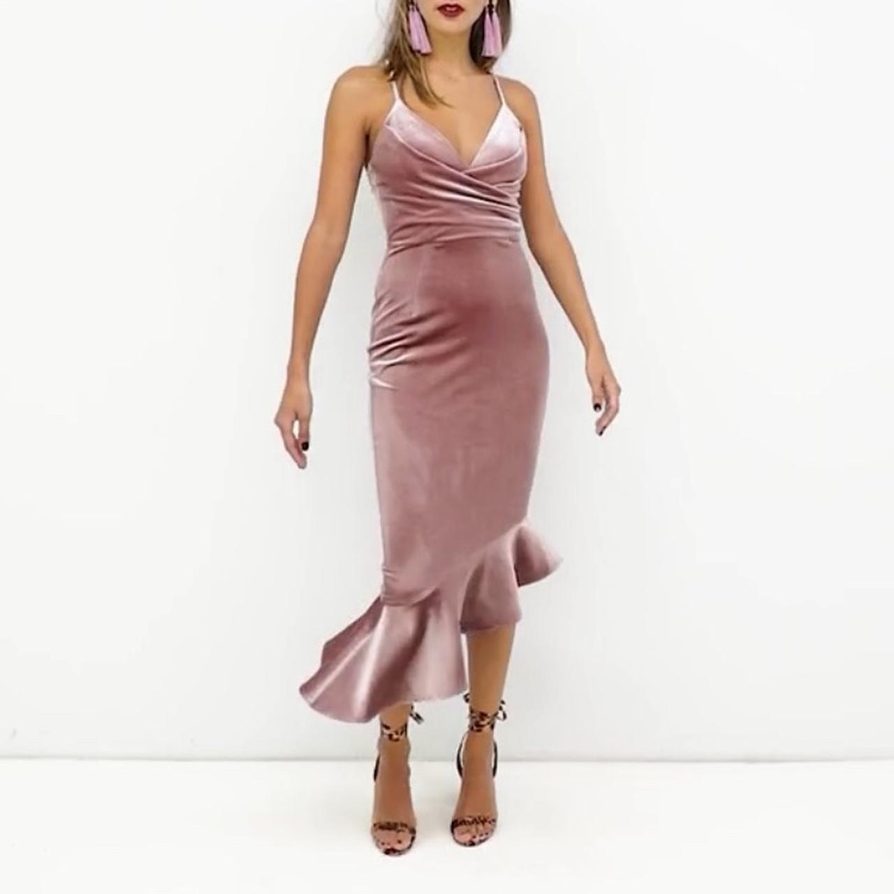 asos pink velvet dress