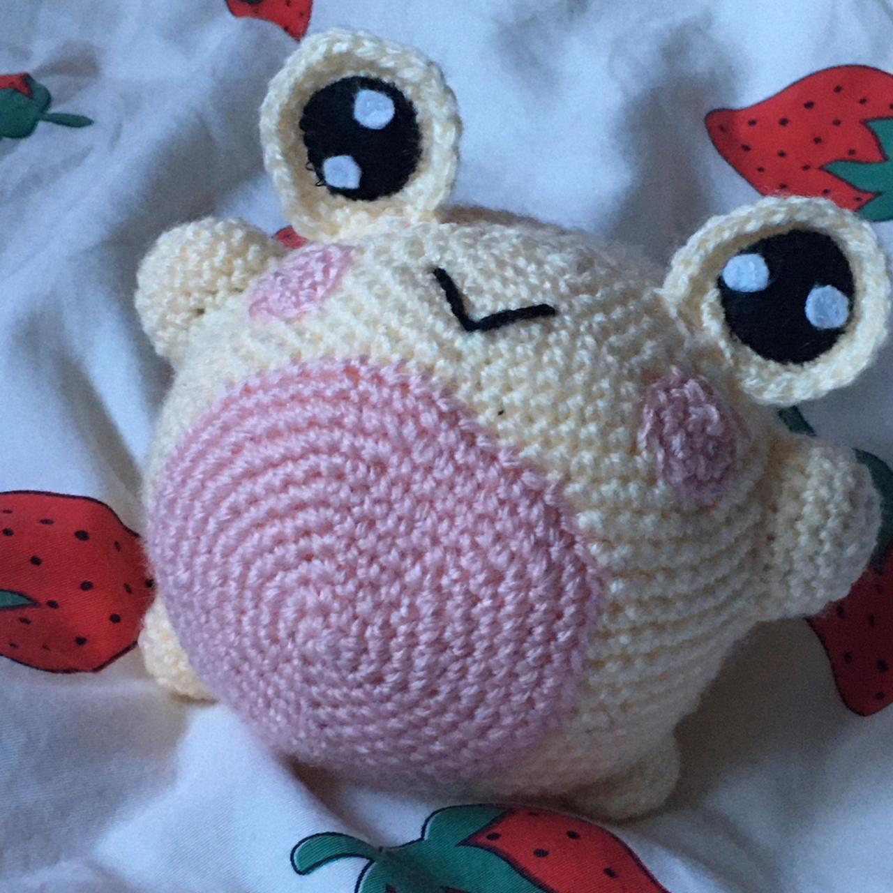 handmade crochet strawberry frog plush made to... - Depop