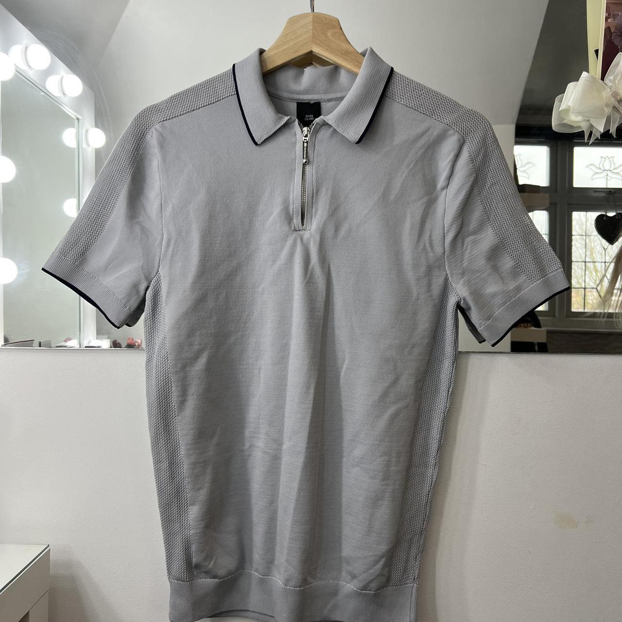 River island grey polo Size uk small Grey polo with... - Depop