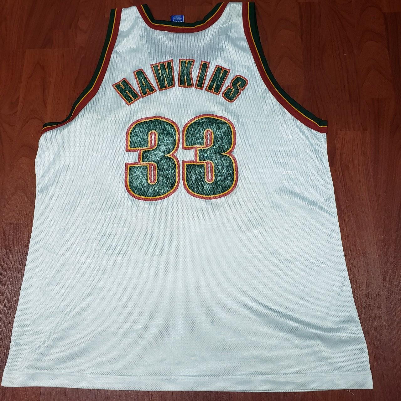 Vintage Hersey Hawkins Seattle Sonics Jersey NBA Basketball 90s