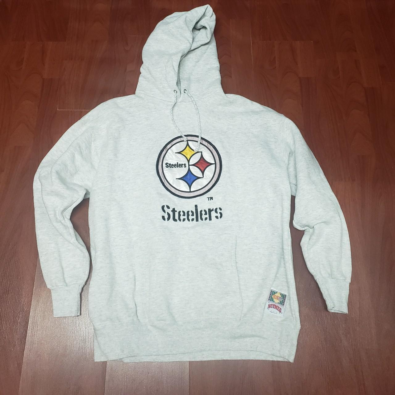 Vintage NFL Pittsburgh Steelers Hoodie Grey Large 