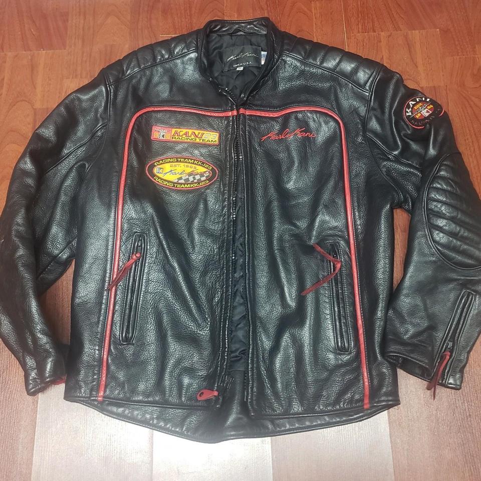 Vintage 'RARE' Karl Kani Racing Team Leather Jacket... - Depop