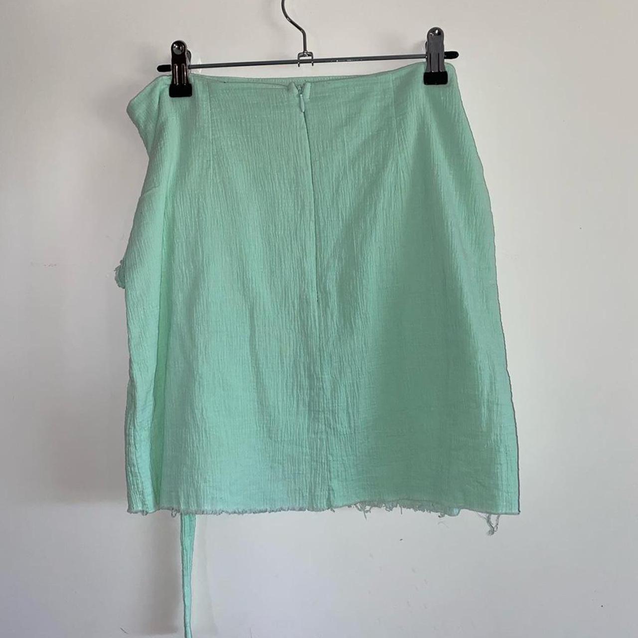 Mint green boho wrap mini skirt, size 10, worn once,... - Depop