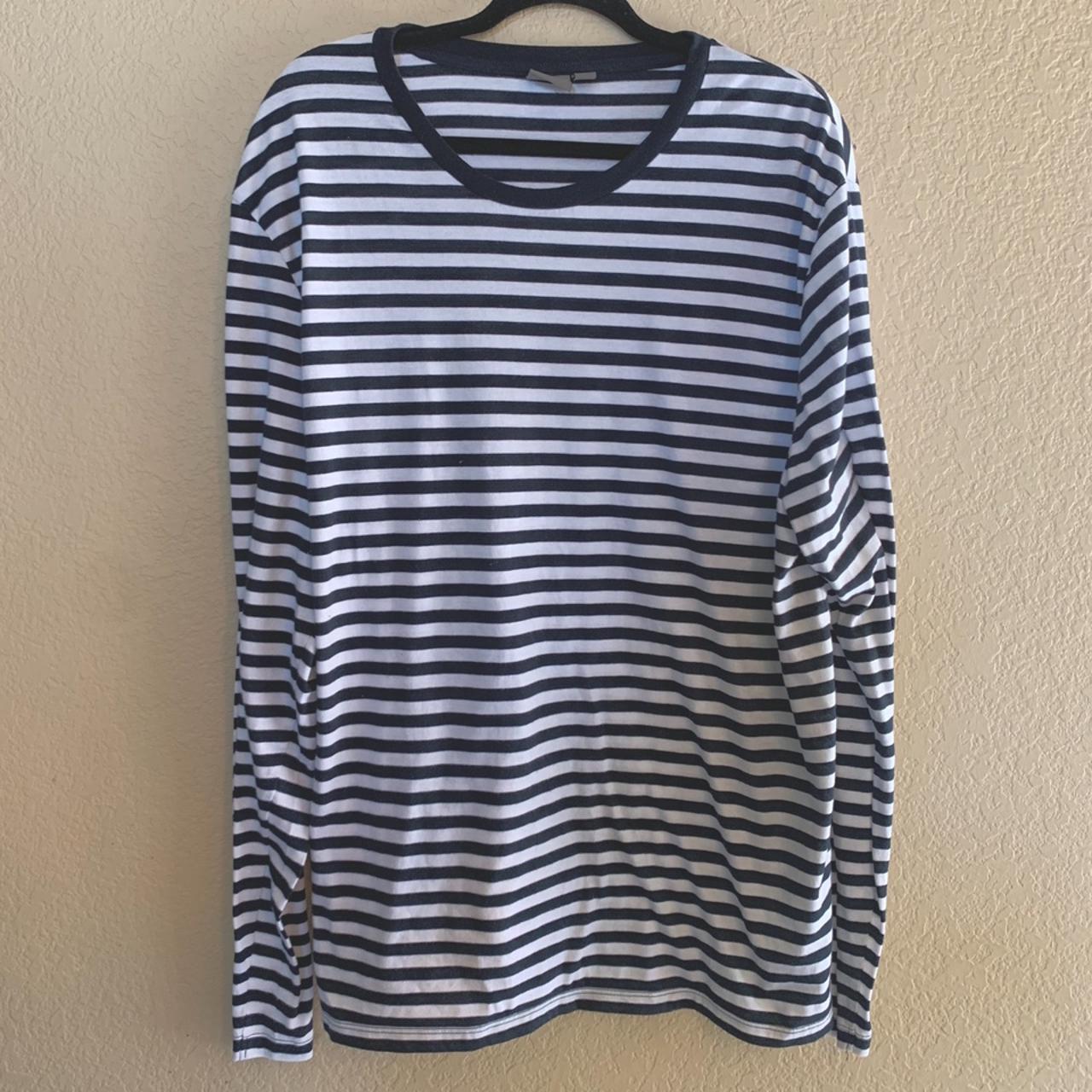 Horizontal Blue and White Stripped Shirt Great... - Depop