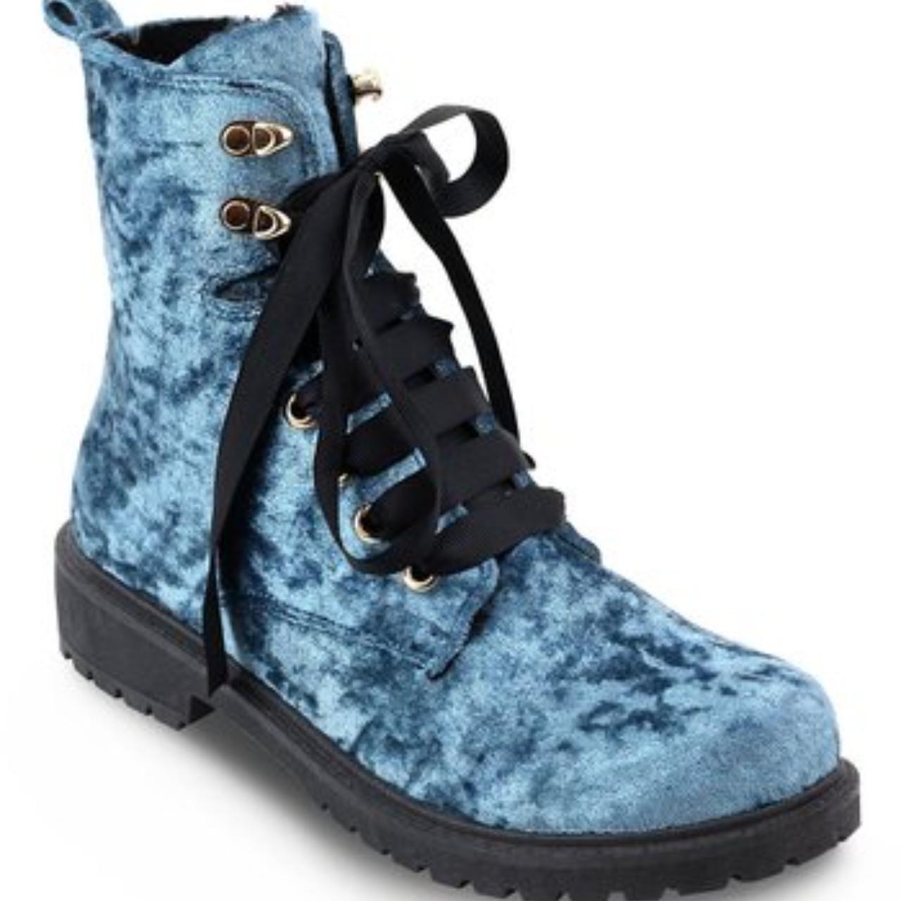 Blue velvet cheap combat boots